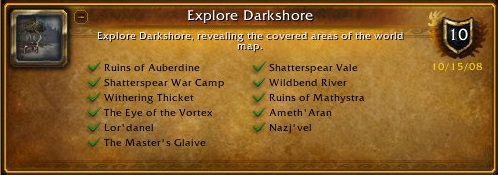 ruins of auberdine shatterspear war camp
            withering thicket the eye of the vortex lor'danel the master's glaive
            shatterspear vale wildbend river ruins of Mathystra ameth'aran nazj'vel